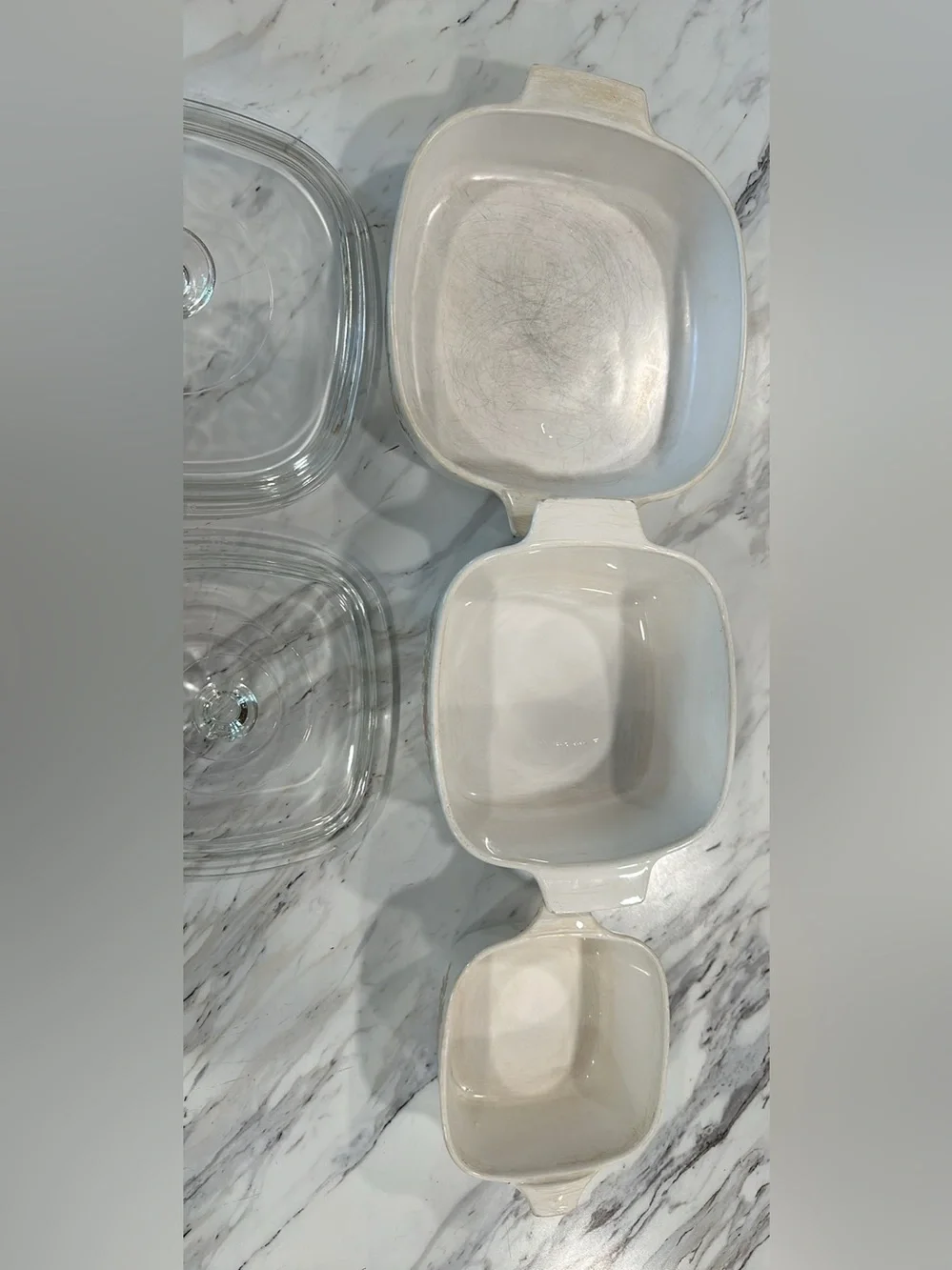 Corningware White Casserole Set with Herb & Vegetable Motif
